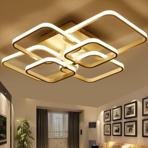Modern AC85-265V Remote Cotrol LED Chandelier Square Rings Chandelier For Living Room Bedroom Home Lighting Fixtures