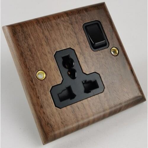 EU/UK standard Wall Socket peach wood panel 220V 10A Retro style Socket Panpel