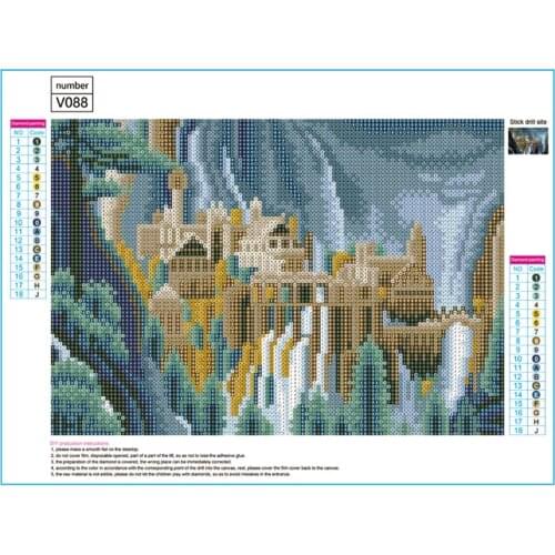 Ancient castle 5D DIY Round Diamond Painting Embroidery Drill Needlework Cross Craft Stitch Kit Home Decor D2TD
