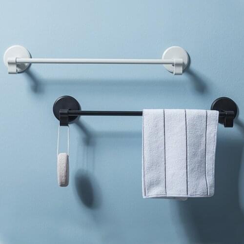 Bathroom Storage Rack Punch-free Wall Mounted Single Pole Rack Towel Hanging Rack Plastic Kitchen Rag Holder Hook Up