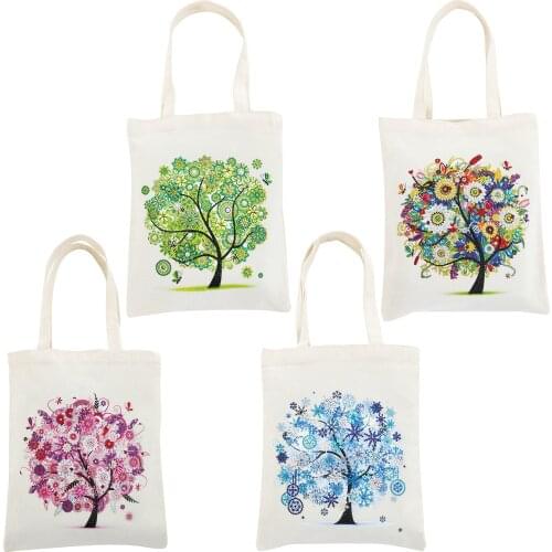 Diamond Painting Tote Bag Reusable Durable DIY Diamond Art Handbag Foldable Storage Bag Cross Stitch Embroidery Kit Art Craft