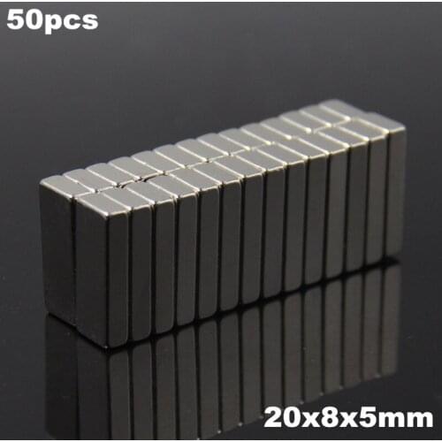 50pcs F20x8x5mm Super Powerful Strong Rare Earth Block NdFeB Magnet Neodymium N35 Magnets F20*8*5mm- Free Shipping