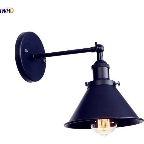 IWHD Loft Style LED Wall Lights For Home Lighting Stair Bar Bedroom Black Iron Edison Vintage Wall Lamp Sconce Applique Murale