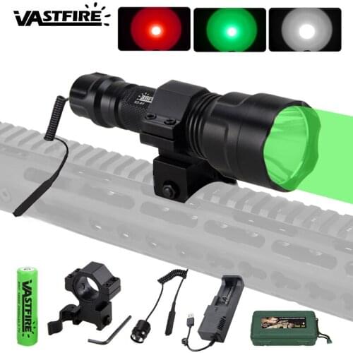 5000 Lumen LED Tactical Flashlight Outdoor Hunting Lanterna Waterproof Lanterna 18650 Battery Remote Switch Scope Rifle Mount