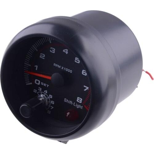 Universal Car Tachometer Tacho Gauge Meter LED Shift Light 0-8000 RPM 12V 3.75"