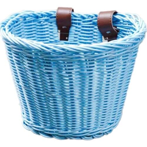 1Pc Bicycle Basket D-Shaped Children Vintage Rattan Bicycle Baskets Balance Car Mountain Bike Scooter Basket QHOE