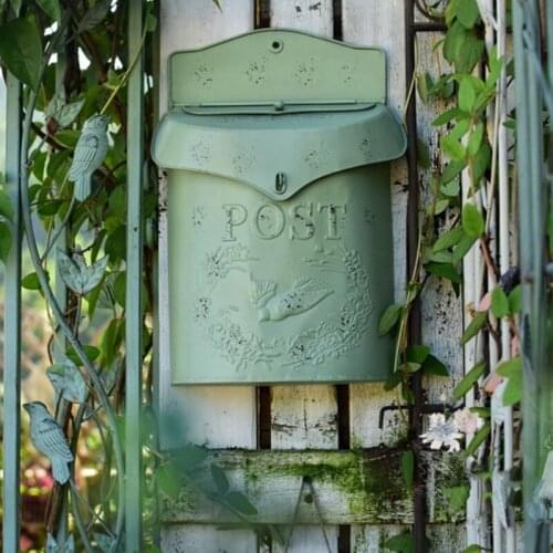 American country iron art plant pot creative rectangle mailbox garden decoration retro pastoral wall hanging storage bucket