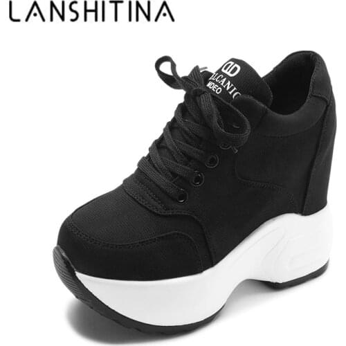 2020 Women Sneakers Mesh Casual Platform Trainers White Shoes 10CM Heels Autumn Wedges Breathable Woman Height Increasing Shoes