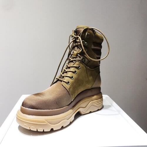 Fornihapfirafs Patckwork High Top Woman Short Boots Platform Lace Up Women Ankle Boots Shoes Woman Cross-tied Women Boots Shoes