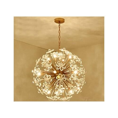Golden Dandelion Metal Designer Decoration Stainless Steel Ball Craft Chandelier led light fixture lamps iron lighting for home