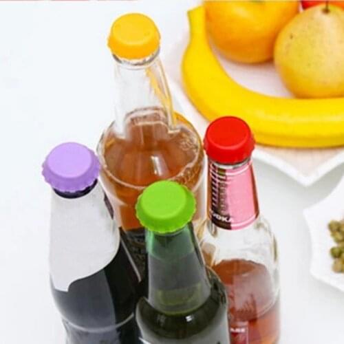12pcs Beers Bottle Caps Silicone Reusable Round Bottle Caps 6 Colors Bottle Stopper Hat Kitchen Tools GQ