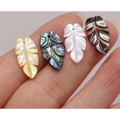 2pcs Natural Leaves Shape Black Abalone Shell Charm Pendant for Jewelry Making DIY Necklace Earrings Women Gift Size 11x17mm