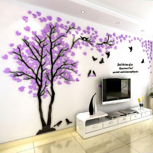 3D Wall Sticker Love Tree With Bird Rabbit Decals For Wall Living Room Decoration Acrylic Wall Stickers TV Background Wallpaper