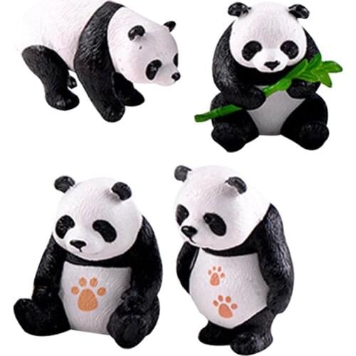 4PCS Cute Giant Panda Micro Landscape PVC Crafts Cake Accessories Creative Home Chinese Panda Home Decoration Supplies