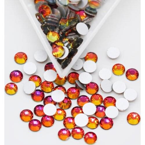 AAAAA Top Quality SS3~SS34 Red Fire Flame Sphinx Volcano Color Flatback Non Hotfix Glue Strass Rhinestone for Nail art Jewelry