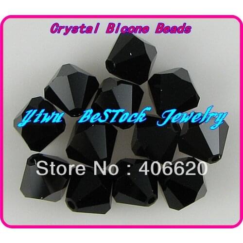 Free Shipping, 720pcs/Lot 4mm black color Chinese Top Quality Crystal Bicone Beads