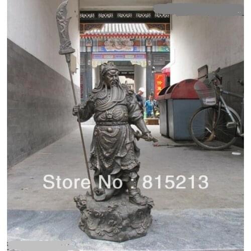 Bi00329 China 100% Pure Bronze classical Nine Dragon Guan Gong warrior Buddha statue
