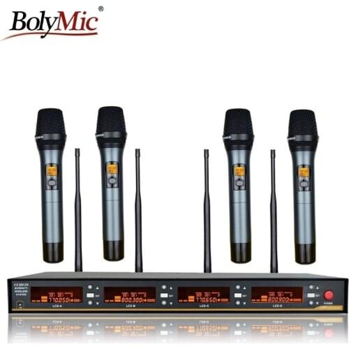 Bolymic 4 Channels UHF PLL Wireless Karaoke Microphone system