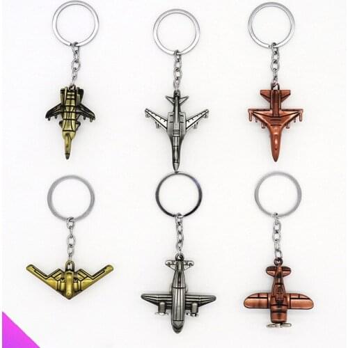 Wholesale 10 mini 3D airplane pendant keychain plane model backpack buckle daily necessities gift alloy 18 styles 2021 new