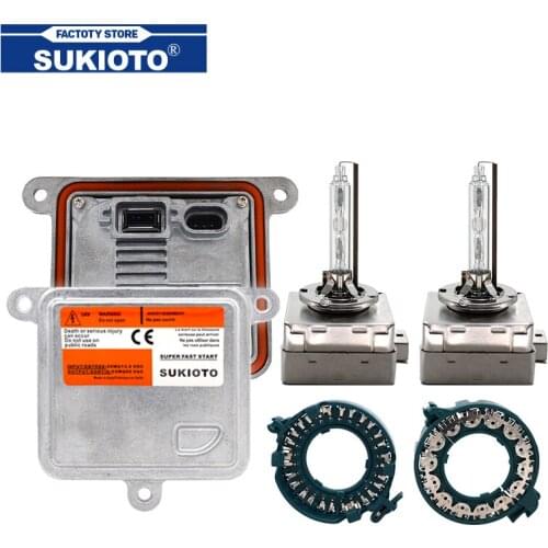 SUKIOTO 1 Set All Metal Base 55W D1S 5000K Xenon HID Bulb Kit 6000K 4300K 8000K HID Lamp D3S Canbus Xenon Headlight Ballast Kit