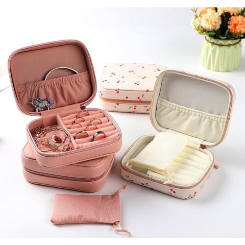Travel Jewelry Box Organizer Packaging PU Leather Zipper Portable Jewellery Storage Displa Case Gift Boxes for Women