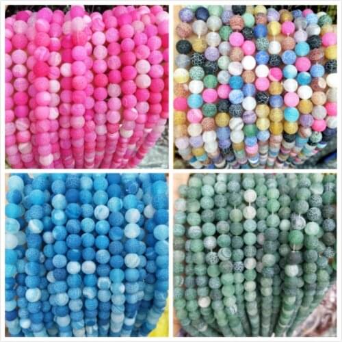 Natural Stone Colorful Agates Glass Round Loose Beads 4 6 8 10 12 MM Pick Size For Jewelry Making DIY Bracelet Necklace Material