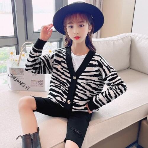Spring Autumn Girl Single Breasted Sweater Children Clothing Knitting Teenage Cardigan Kids Clothes Children Coat Knitted Jacket