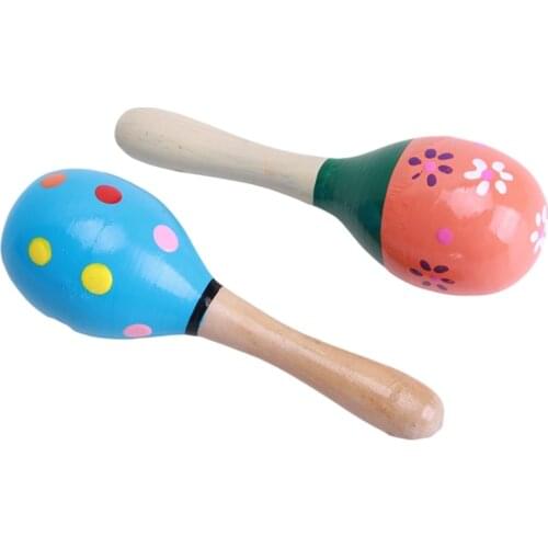 Baby Rattles Wooden Cartoon Sand Ball Holding Rattle Educational Toy Cute Musical Instrument Exquisite Hammer Toys