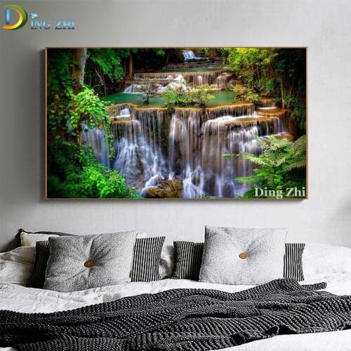 Diy 5D Diamond Painting Forest Waterfall Full Square/Round Drill Mosaic Landscape Cross Stitch Rhinestone Embroidery Home Decor