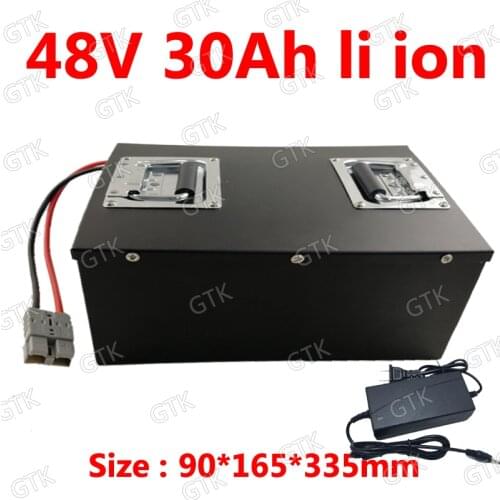 GTK free customize 48v 30ah lithium ion battery 18650 with BMS 48v li-ion for 2000w Bicycle scooter bike go cart + 5A charger