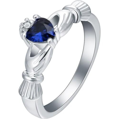 Hainon Love Heart Design Crown Hand Heart Rings For Women Christmas Gift Anel Fashion Silver Color Promises Rings