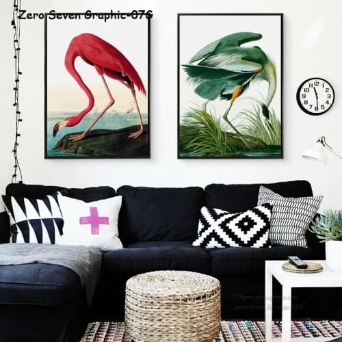 07G Nordic Animal Bird Flamingo A4 A3 Canvas Art Painting Print Poster Picture Living Room Bedroom Home Wall Decoration Fresco