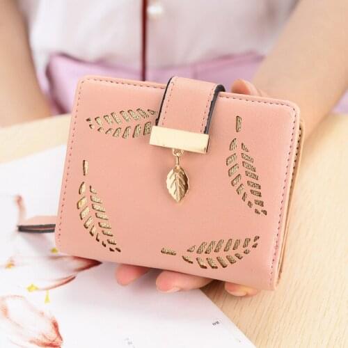 Wallet Fashion Purse Female Short Wallets Leave Pouch Handbag for Women Coin Purses Card Holder Hollowing Out Personality