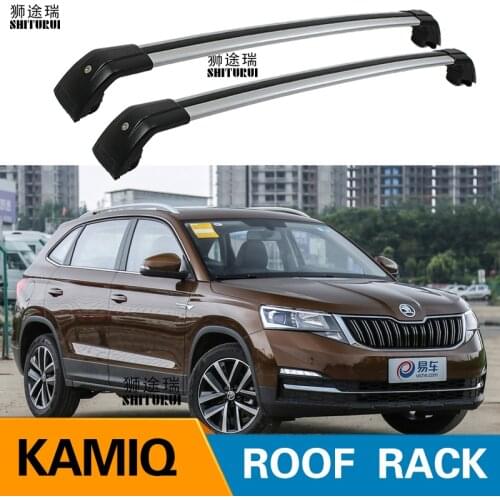SHITURUI 2Pcs Roof bars For SKODA KAMIQ 2018+ SUV Aluminum Alloy Side Bars Cross Rails Roof Rack Luggage Carrier