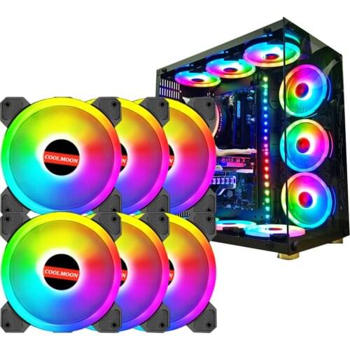 COOLMOON 120mm Case Fan RGB Fan Glow inside&outside 5V A-RGB Chassis Quiet Fan Control Water Cooler SunShine2 12cm Fan