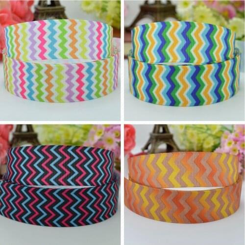 10 Yards 22mm 7/8" Chevron rainbow Pretty Girls Printed grosgrain ribbon hair bow Headwear DIY hair accessories retail