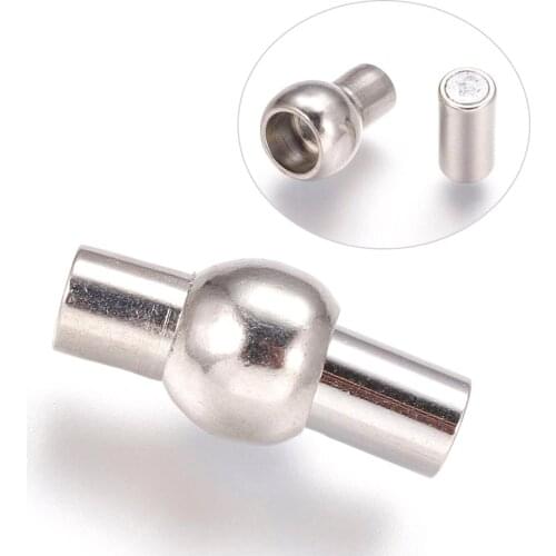 2mm 3mm 4mm 5mm 6mm Brass Metal Ball Leather Cord End Cap Magnetic Clasps Connector for Bracelet Necklace Making