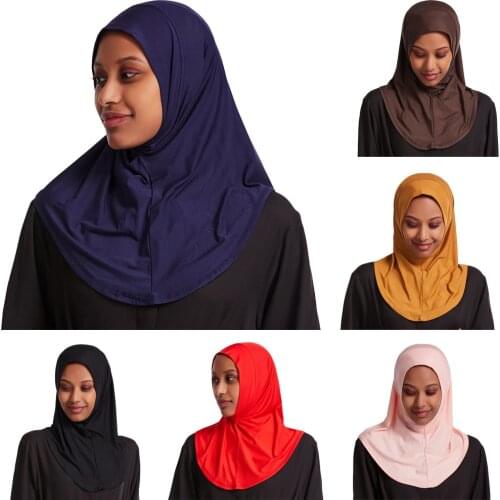 Muslim Women Hijab Amira One Piece Head Neck Cover Headwear Islamic Turban Headscarf Arab Ladies Underscarf Ramadan