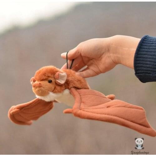 Soft real life plush bat toys dolls stuffed animal model pendant toy holday gifts Wings with aluminum wire can be bent at will