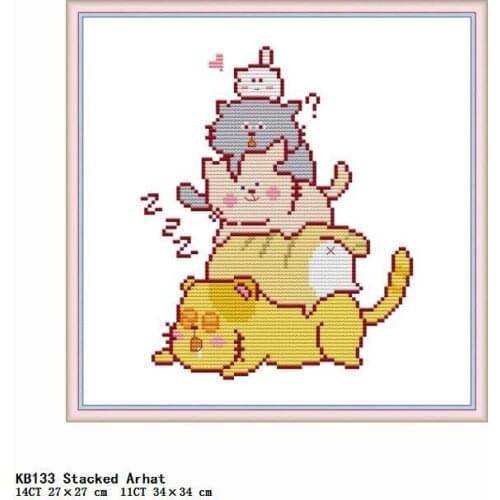 Joy Sunday Print Cross Stitch Kits Stacked Arhat Embroidery Needlework Counted Patterns 11CT 14CT Threads Stamped Home Decor Set