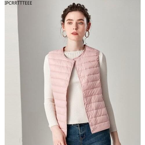 New Women Girl Gilet Plus Lightweight Windproof Warm Waistcoat Portable Sleeveless Women Ultra Light Down Vests Slim Jacket