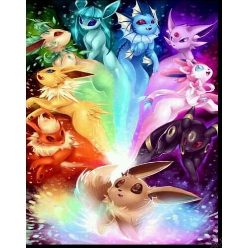 NEW Pokemon 9 Different Styles DIY Diamond Painting Pikachu Cartoon Cross Stitch Full Circle Diamond Ice Sister Diamond Toys