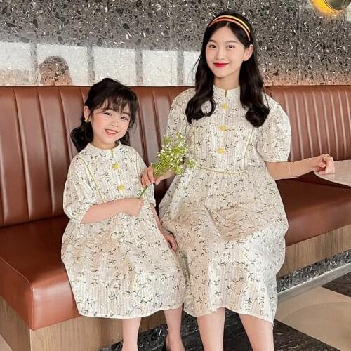 Mother and Daughter Girl Clothes Parent child Cheongsam dress Family Matching Floral Summer Outfits