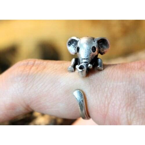 Wholesale Unique Trendy Retro Elephant Adjustable Ring High Quality Design Mens Animal Promise Rings Women Gift Overwatch Aros