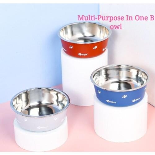 Pet Round Bowl Cat Dog Eating Food Bowls Stainless Steel Non-slip Base Feeder Device Pets Tableware Puppy Feeding Drinking Water