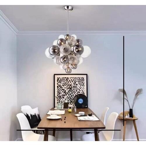 Postmodern Living Room Stripe Lamp Nordic Creative Bedroom Restaurant Exhibition Hall Personalized Glass Bubble Ball Chandelier