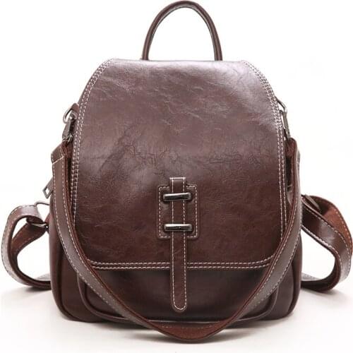 Novelty small pu leather black brown backpack for girl women mini unique design portable casual shoulder bag