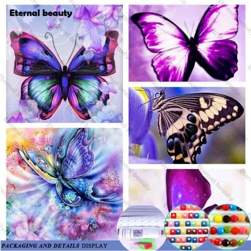 Purple Butterfly Diy Diamond Painting Rhinestone Paintings Crystal Decoration Flower 5D Cross Stitch Kit Diamond Embroidery Gift