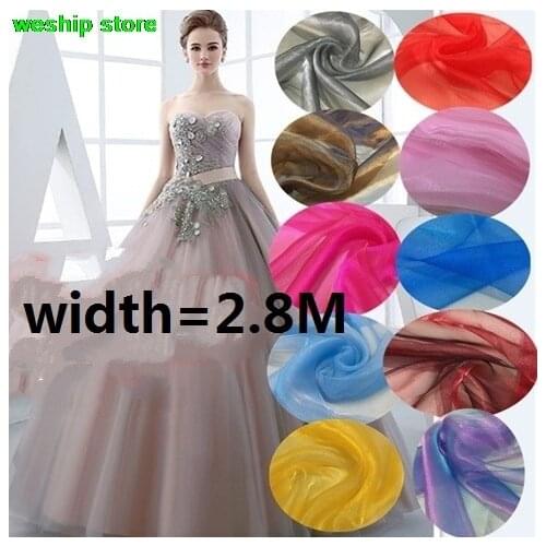 Wholesale width=2.8M=3 yards organza Chiffon fabric (stiff) for Wedding dress DIY Yarn