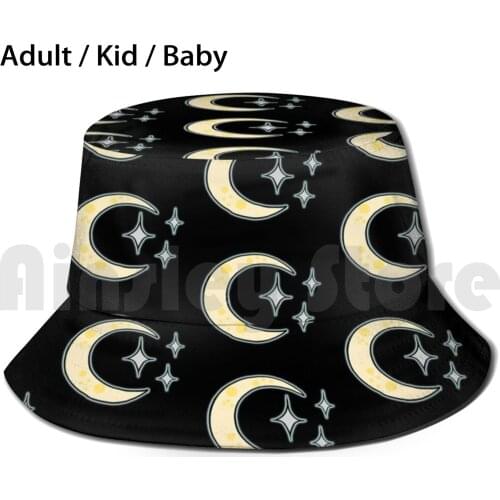 Kawaii Moon And Stars Sun Hat Foldable UV Protection Moon Star Stars Kawaii Kitsch Kawaii Moon Kawaii Stars
